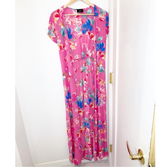 VICI Pink Bardot Floral Maxi Wrap Dress SZ: Small - Picture 9 of 15